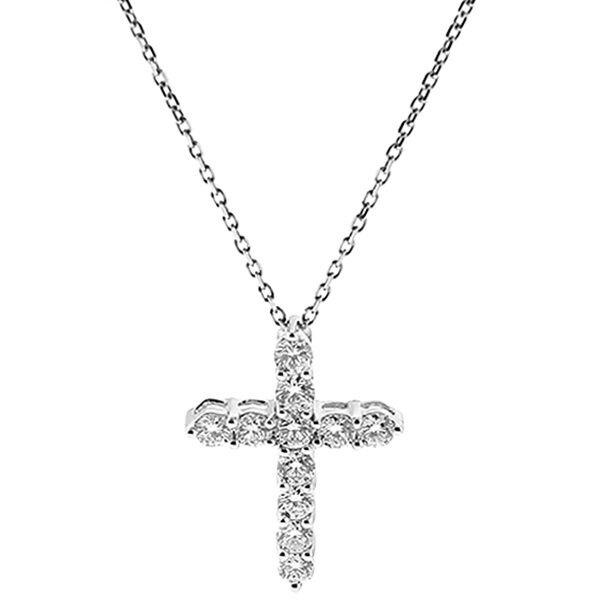 Cross Pendant with Diamonds in 18k White Gold