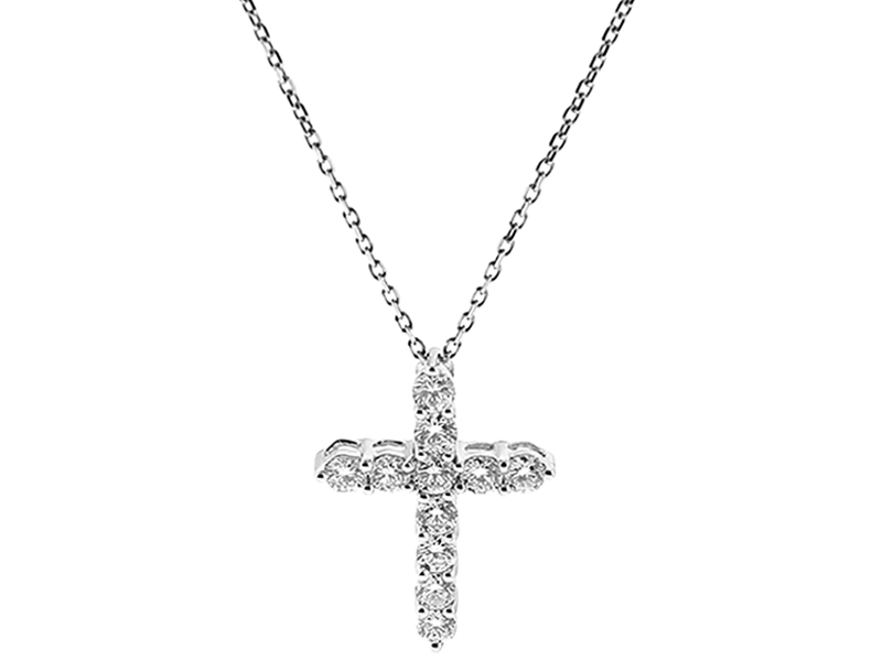 Cross Pendant with Diamonds in 18k White Gold