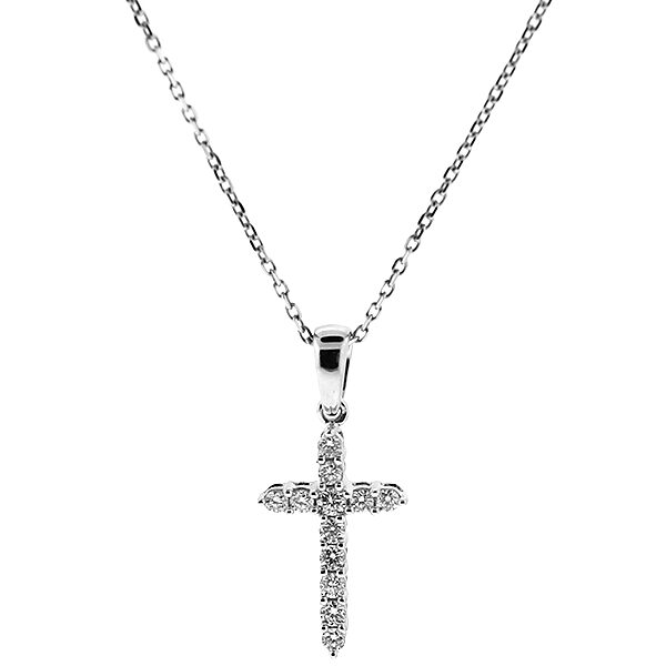 Cross Pendant with Diamonds in 18k White Gold