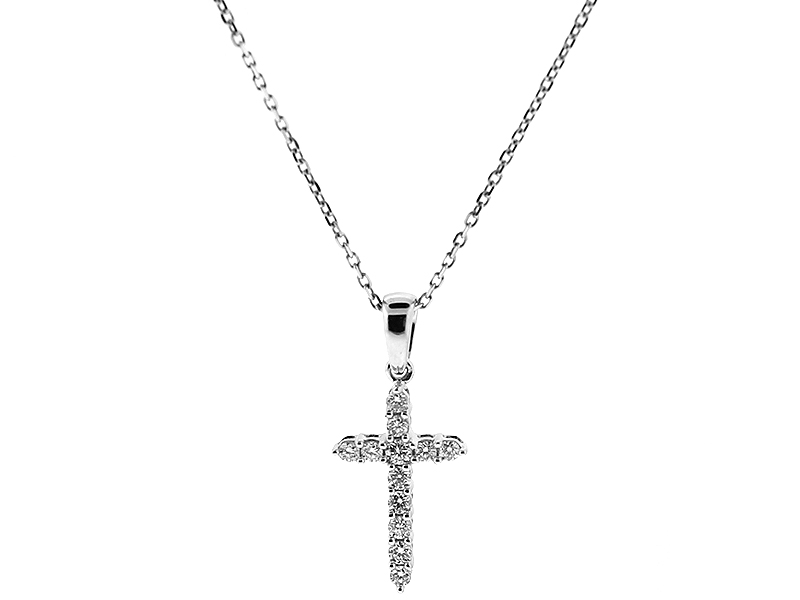 Cross Pendant with Diamonds in 18k White Gold