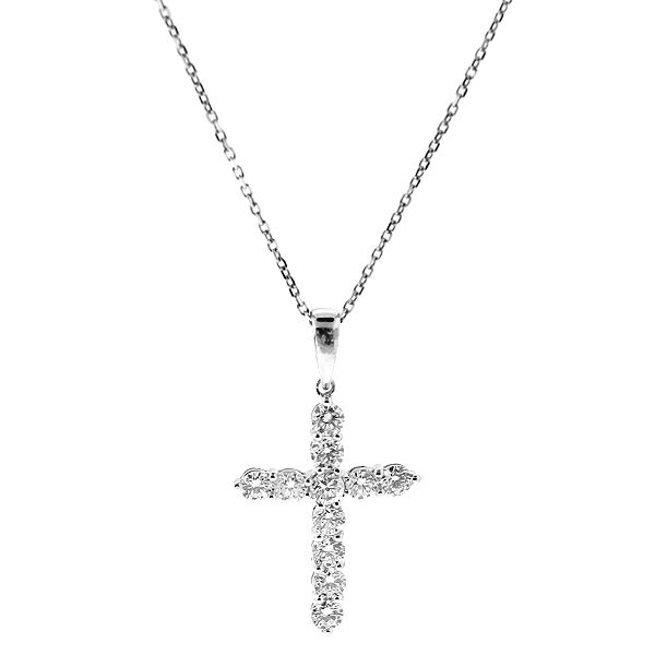 Cross Pendant with Diamonds in 18k White Gold