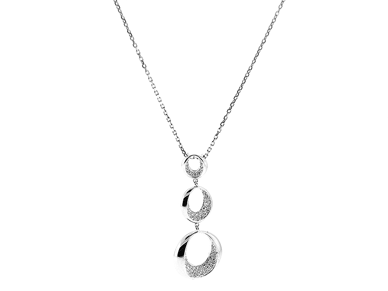 Dangling Pendant with Pavé Set Diamonds in 18k White Gold