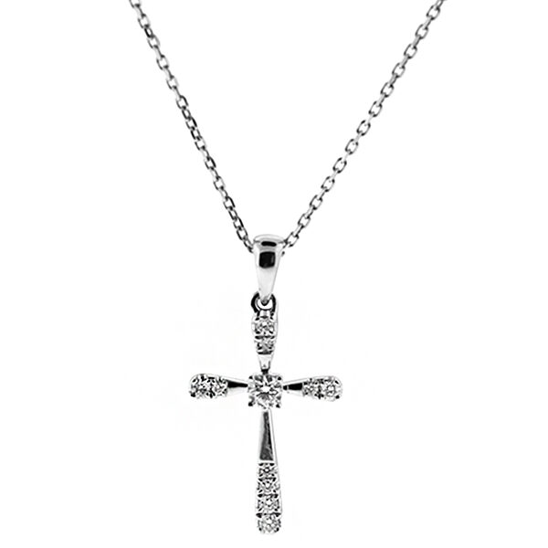 Cross Pendant with Diamonds in 18k White Gold