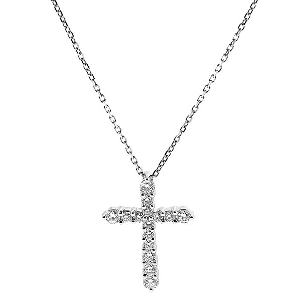 Cross Pendant with Diamonds in 18k White Gold