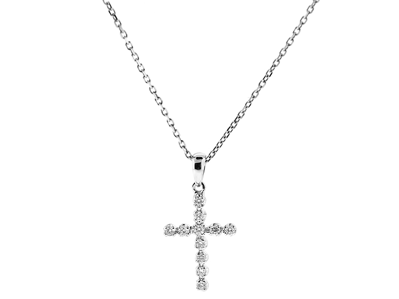 Cross Pendant with Diamonds in 18k White Gold