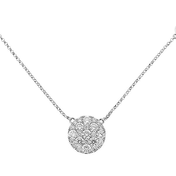 Round Cluster Necklace with Diamonds in 18k White Gold