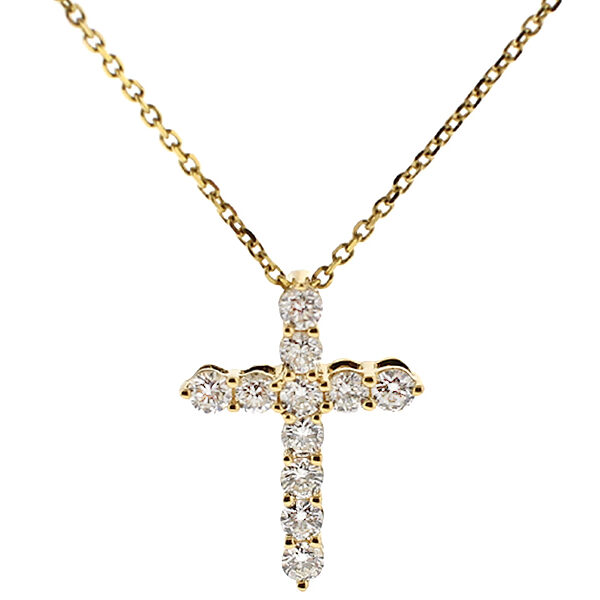 Cross Pendant with Diamonds in 18k Yellow Gold