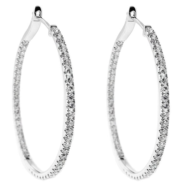 Inside Out Hoop Earrings with Diamonds in 18k White Gold