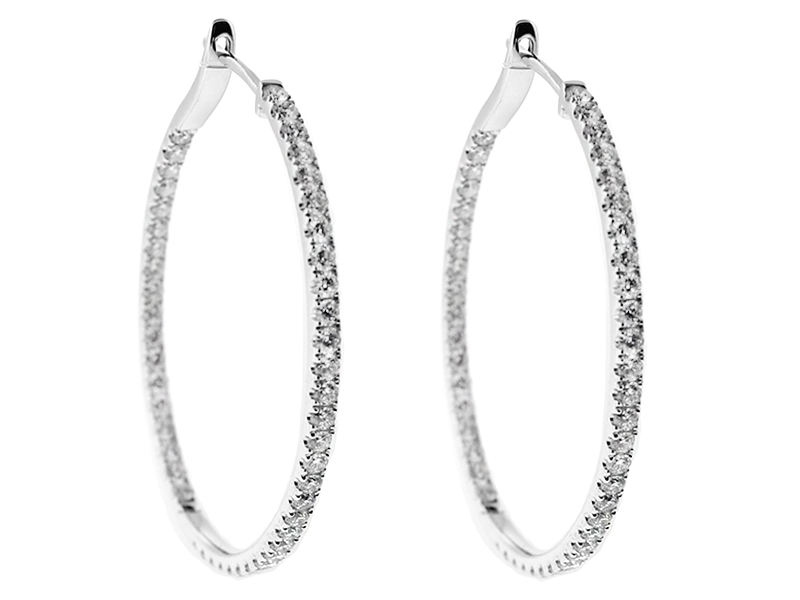 Inside Out Hoop Earrings with Diamonds in 18k White Gold
