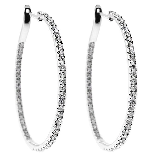 Inside Out Hoop Earrings with Diamonds in 18k White Gold