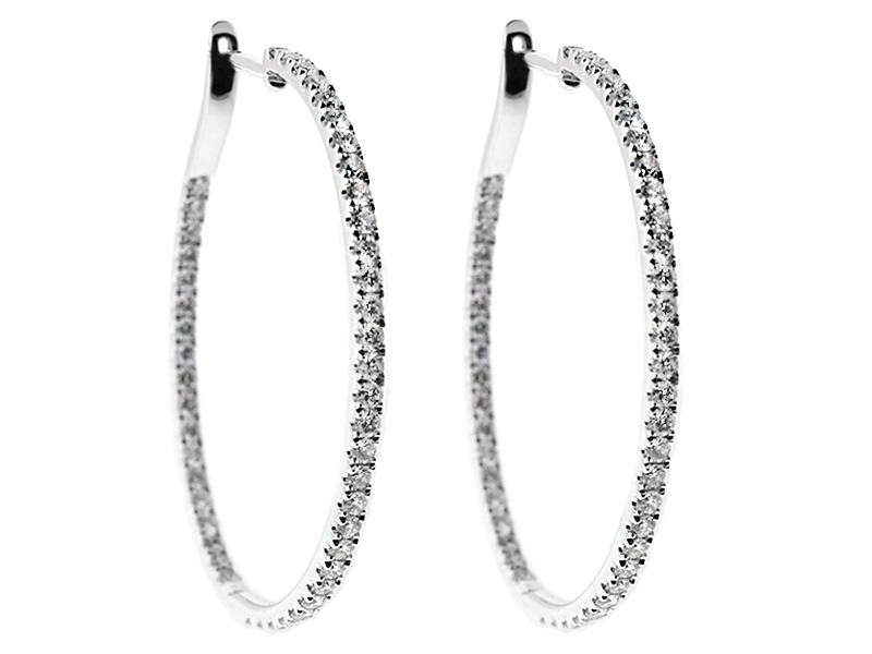 Inside Out Hoop Earrings with Diamonds in 18k White Gold
