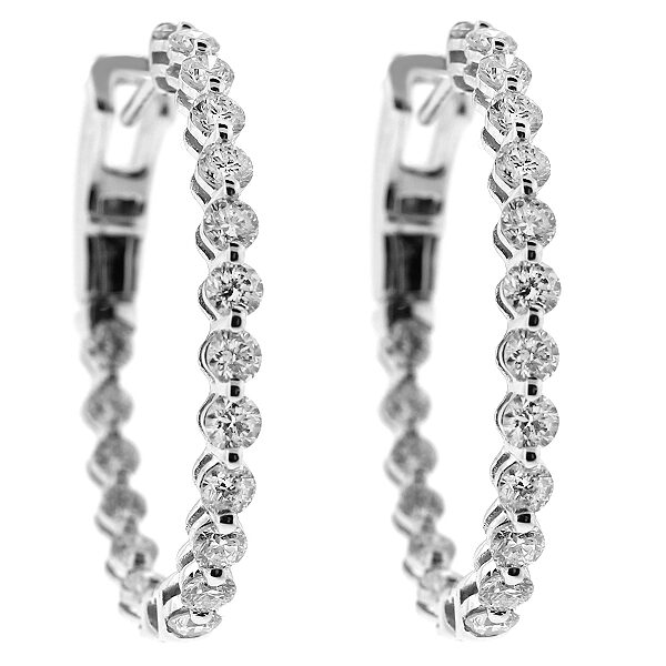 Inside Out Hoop Earrings with Diamonds in 18k White Gold