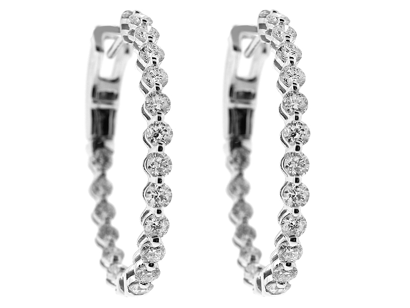Inside Out Hoop Earrings with Diamonds in 18k White Gold