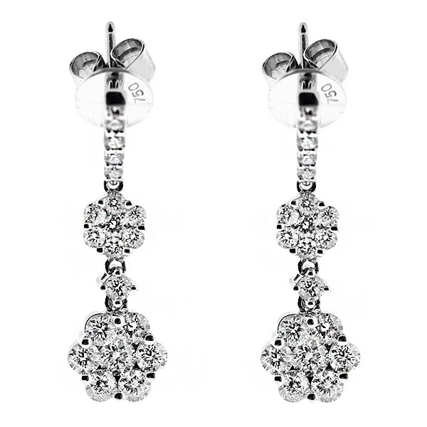 Dangling Earrings with Round Diamonds in 18k White Gold