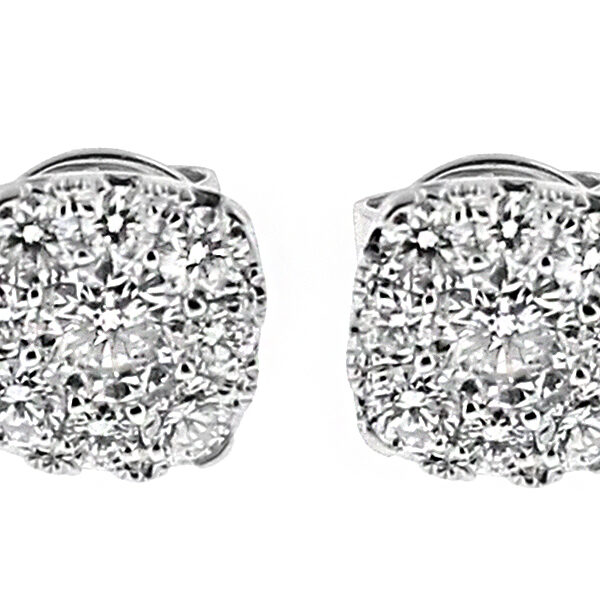 Half Hoop Fancy Dangling Earrings with Diamonds in 18k White Gold