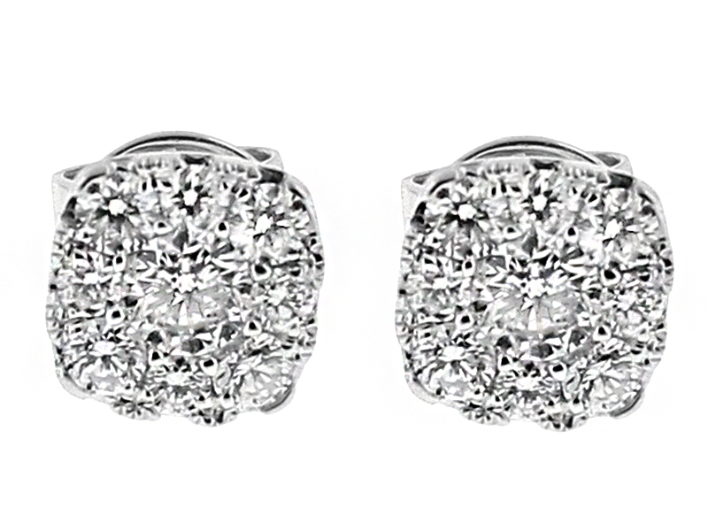 Half Hoop Fancy Dangling Earrings with Diamonds in 18k White Gold