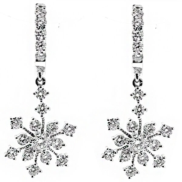 Half Hoop Fancy Dangling Earrings with Diamonds in 18k White Gold