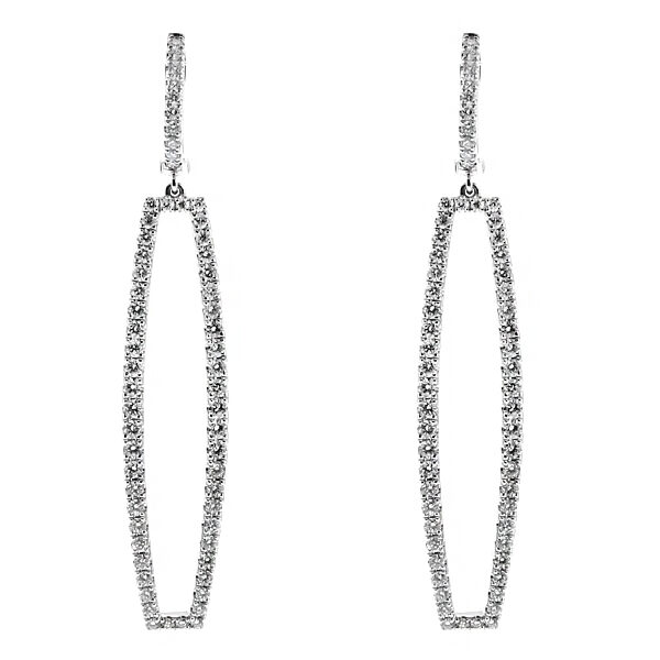Dangling Half Hoop Earrings with Diamonds in 18k White Gold