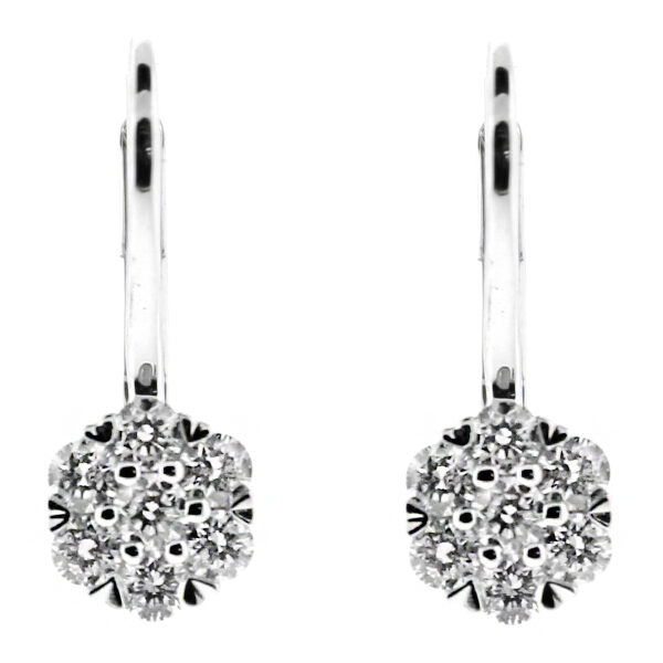 Dangling Cluster Earrings with Diamonds in 18k White Gold