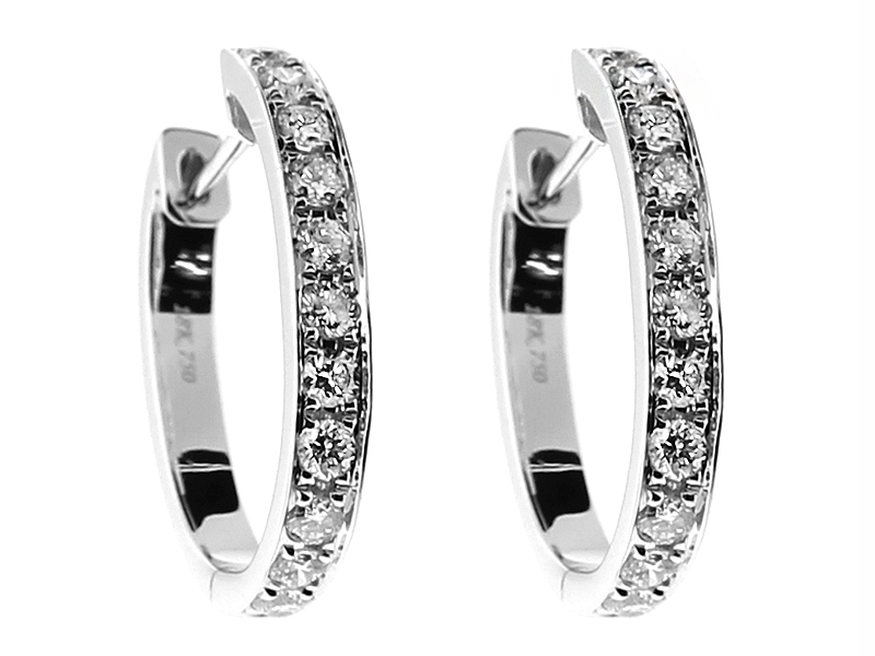 Hoop Earrings with Diamonds in 18k White Gold