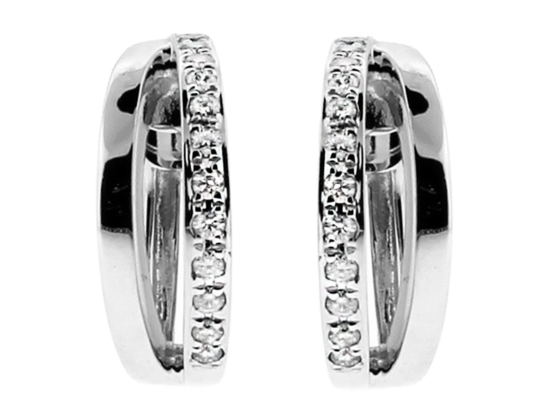 Ladies Line of Diamond and a Line of Gold Huggie Earrings 18kt