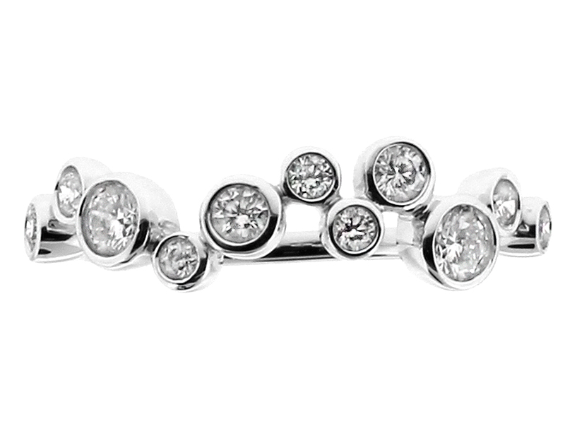Bubble Style Ladies Bezel'd Diamonds Fashion Ring 18kt White Gold