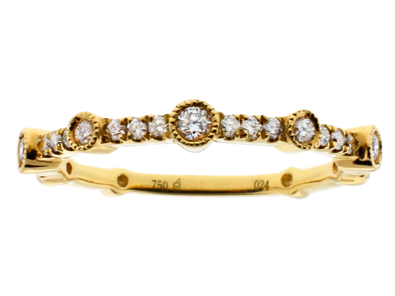 Ladies Stackable Diamond Wedding Band Ring in 18kt Yellow Gold