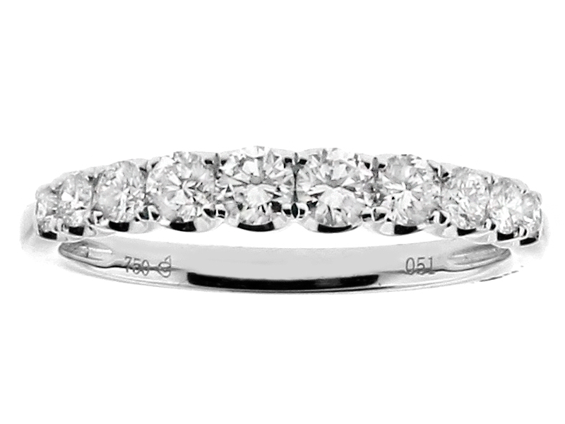 Graduating Diamonds Ladies Wedding Band Ring in 18kt White Gold