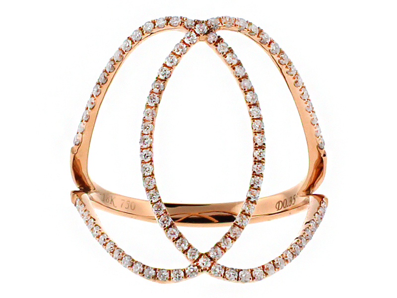 Ladies Wide Diamond Fashion Ring in 18kt Rose Gold