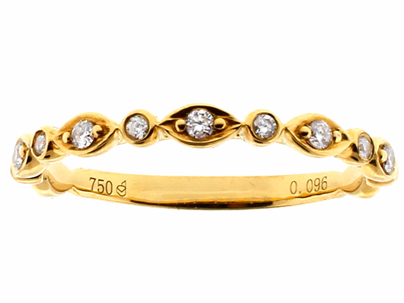 Marquise and Round Shapes Ladies Stackable Diamond Ring in 18kt Yellow Gold