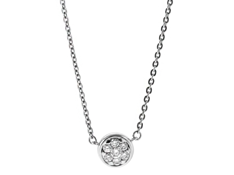 Round Cluster of Diamonds Necklace in 18kt White Gold