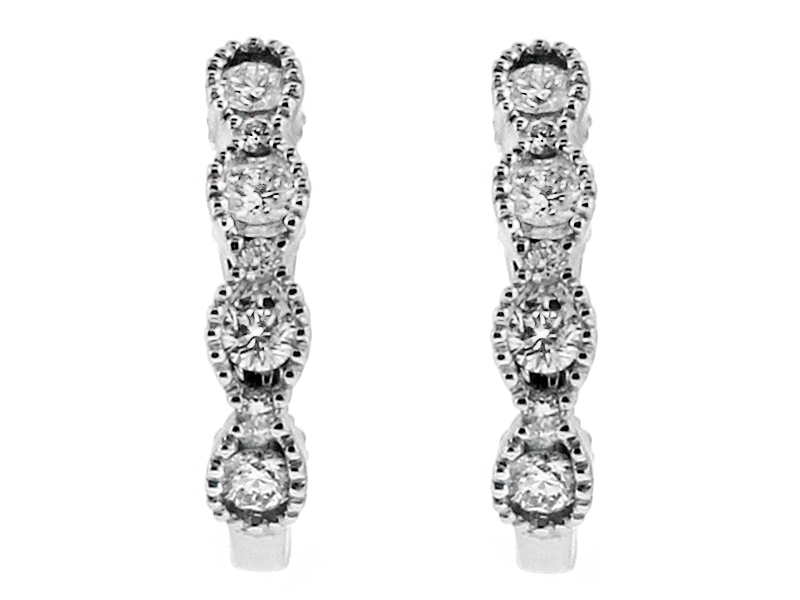 Ladies Huggie Style 0.51 TCW Diamond Earrings in 18kt White Gold