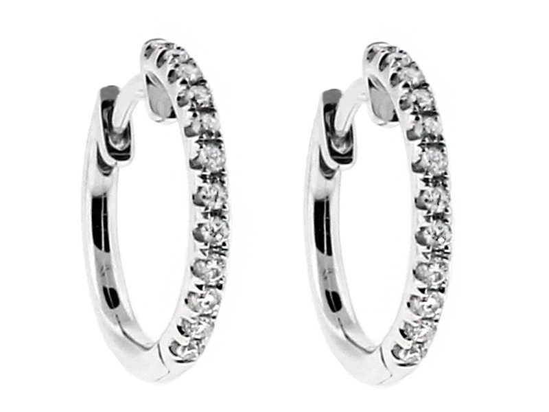14.7mm x 1.8mm Diamond Hoop Earrings in 18kt White Gold