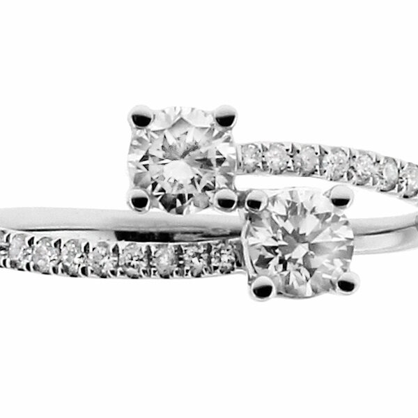 Two Stone Ring Design with 0.57 tcw Diamonds in 18kt White Gold