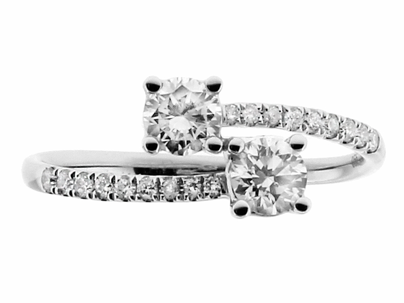 Two Stone Ring Design with 0.57 tcw Diamonds in 18kt White Gold