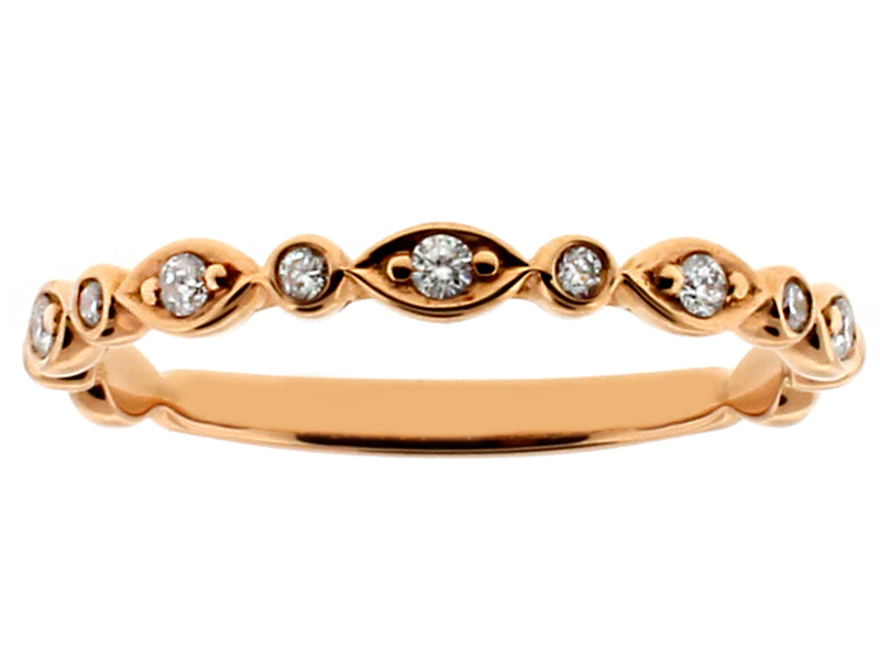 Ladies Stackable Diamond Ring with Marquise and Round Shape Detail in 18kt Rose Gold
