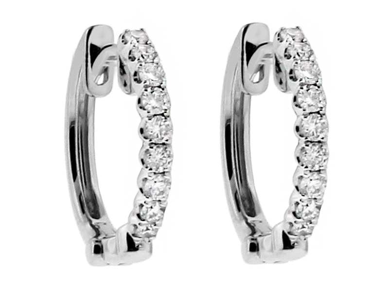 One Row Diamond Hoop Earrings in 18kt White Gold