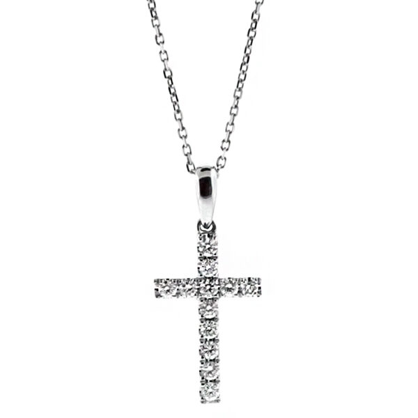 Ladies Diamond Cross in 18kt White Gold