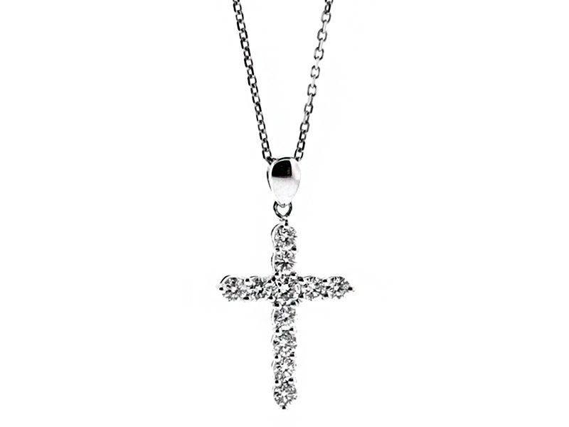 Ladies Diamond Cross in 18kt White Gold