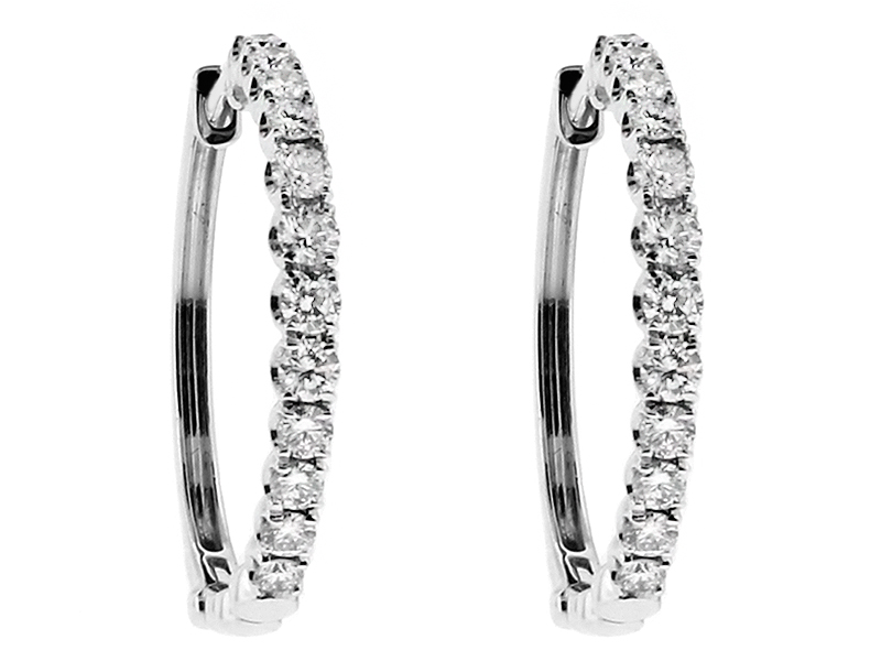 Ladies 1.03 tcw Diamond Hoop Earrings in 18kt White Gold