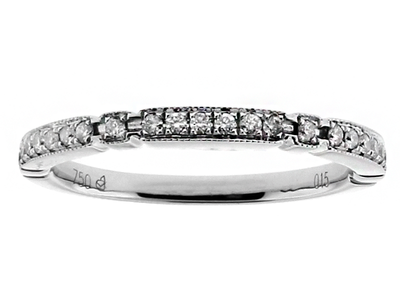 Ladies Stackable Diamond Wedding Band in 18kt White Gold