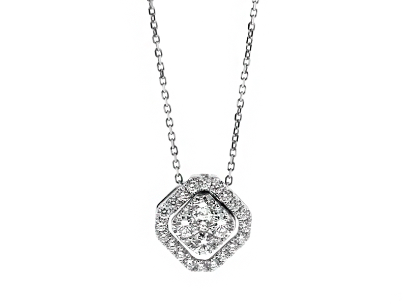 Multi Way Use Soft Square Diamond Pendant in 18kt White Gold