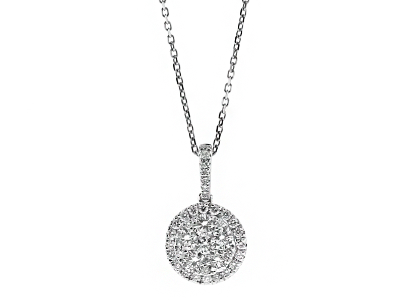 Circle Cluster Diamond Pendant with Diamond Bail in 18kt White Gold