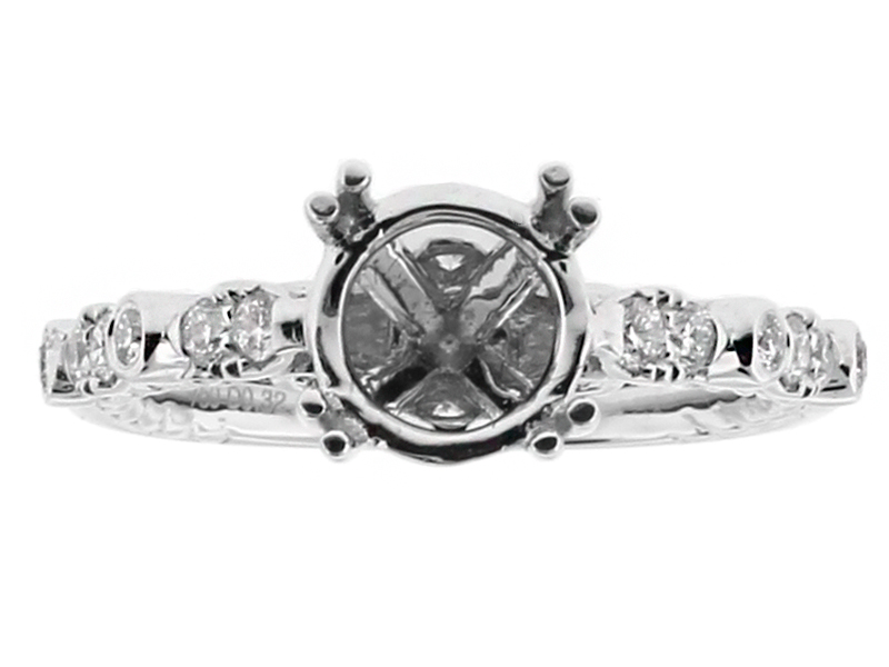 Detailed in Every Angle Diamond Engagement Ring Semi Mount in 18kt White Gold