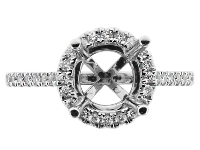 Circle Halo for 7 to 8mm Stone Diamond Engagement Ring Semi Mount in 18kt White Gold