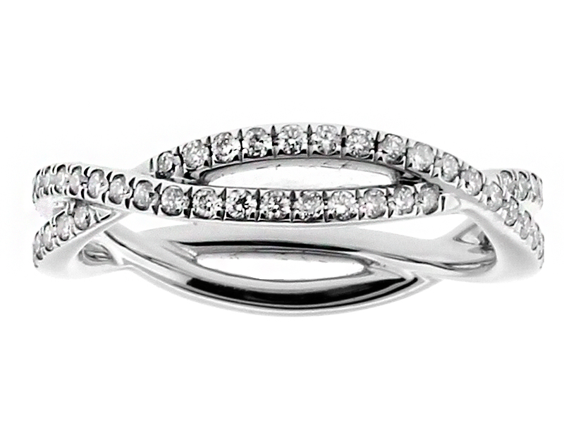 Two Row That Twists Diamond Eternity Band Ring in 18kt White Gold