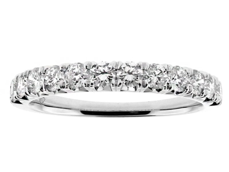 2.7mm Wide Single Row 12 Stone Diamond Ladies Ring Band in 18kt White Gold