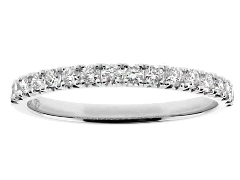2mm Wide, 17 Stone Ladies Diamond Wedding Band Ring in 18kt White Gold