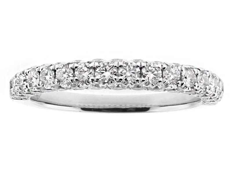 Pave Set 2.9mm Wide Ladies Diamond Wedding Band Ring in 18kt White Gold