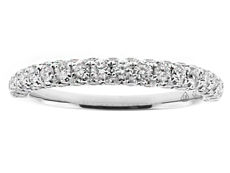 Pave Set 2.6mm Wide Ladies Diamond Wedding Band Ring in 18kt White Gold